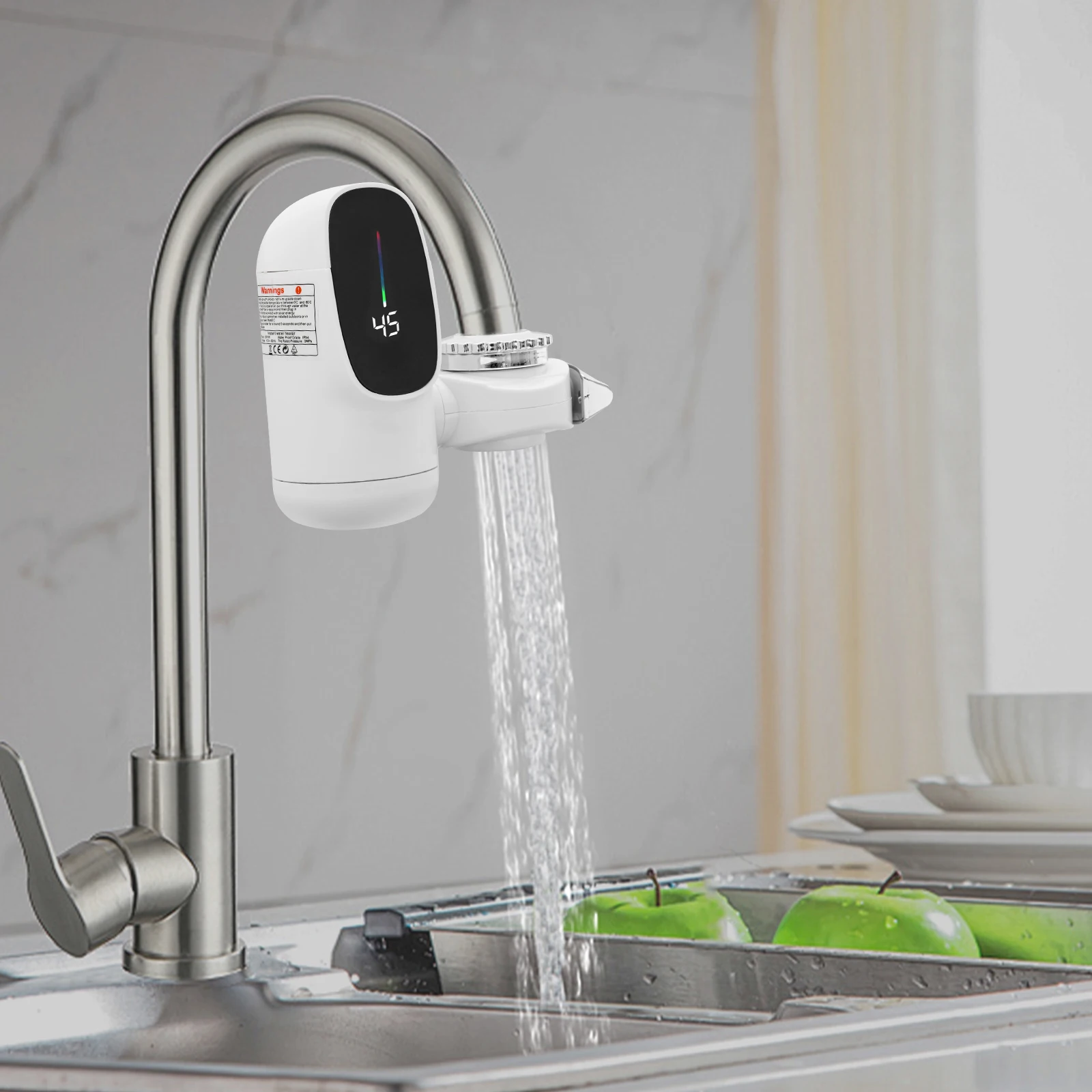 صنبور الماء الساخن الفوري لـ RV 2500W 110V RV سخان مياه الولايات المتحدة التوصيل 5.91 * 5.12in IPX4 شاشة LED مقاومة للماء الطراز الحديث #2