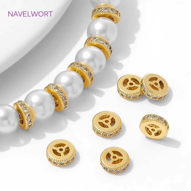 18K مطلية بالذهب عجلة مستديرة خزر عازل للمجوهرات ، الخرز فواصل للأساور ، DIY بها بنفسك الديكور صنع المجوهرات الملحقات #3