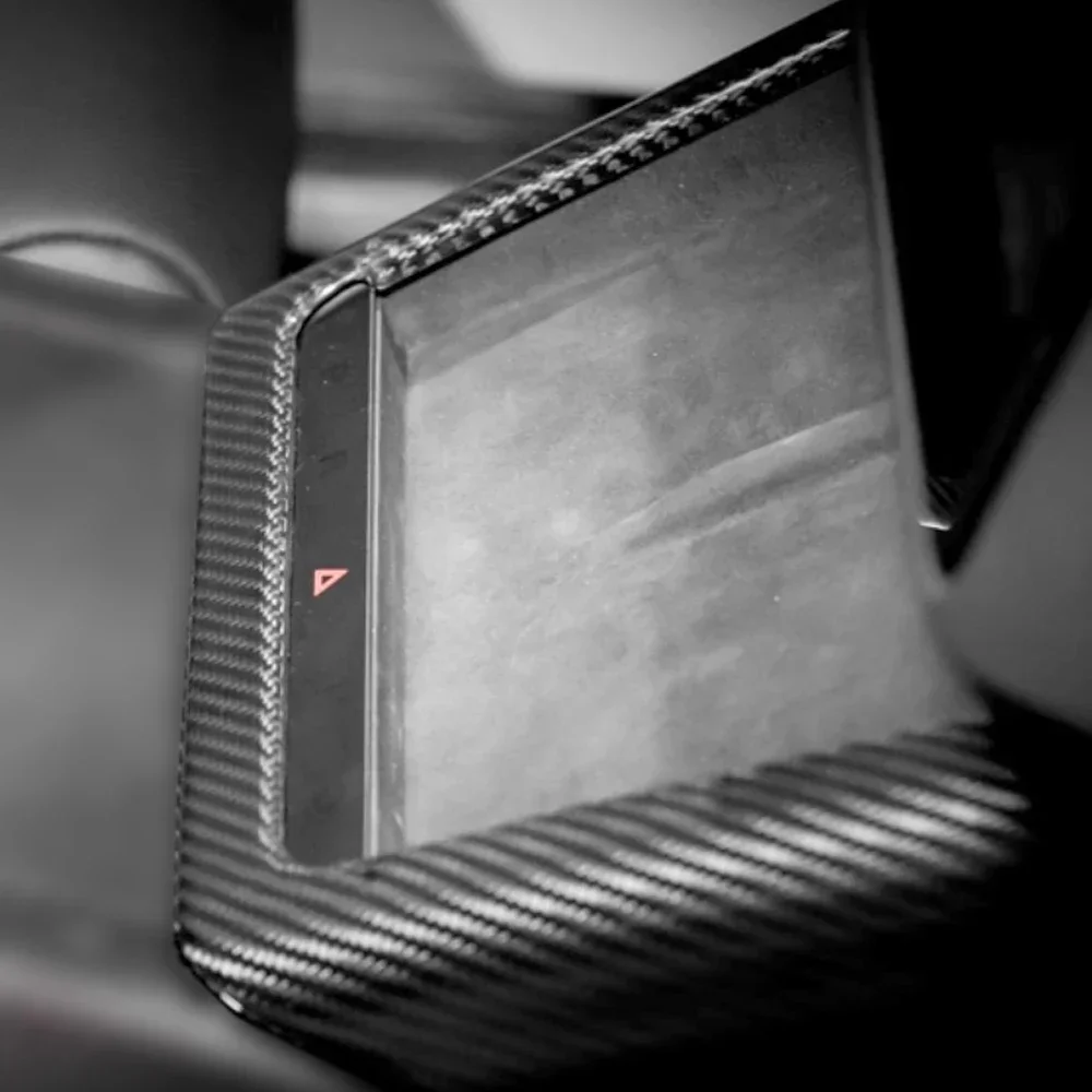 جديد غطاء ألياف الكربون الجاف ل تسلا نموذج X 2021 2022 2023 2024 LHD RHD الداخلية اكسسوارات صندوق شاحن لاسلكي الإطار ملصق