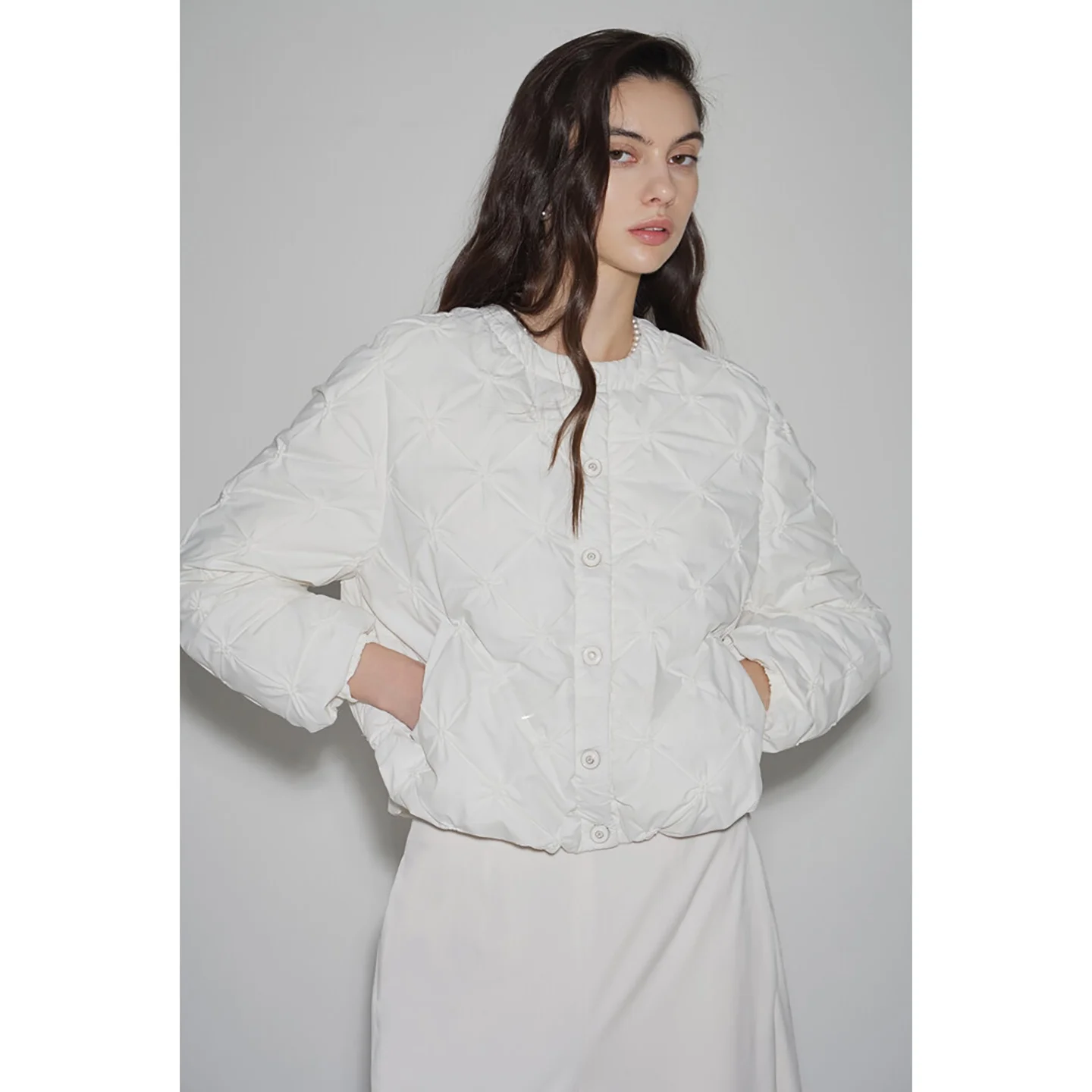 

Ультралегкая куртка из гусиного пуха с круглым вырезом, вышивкой и шнурком, универсальная, для повседневной носки, утепленная, с бархатной подкладкой, верхняя одежда