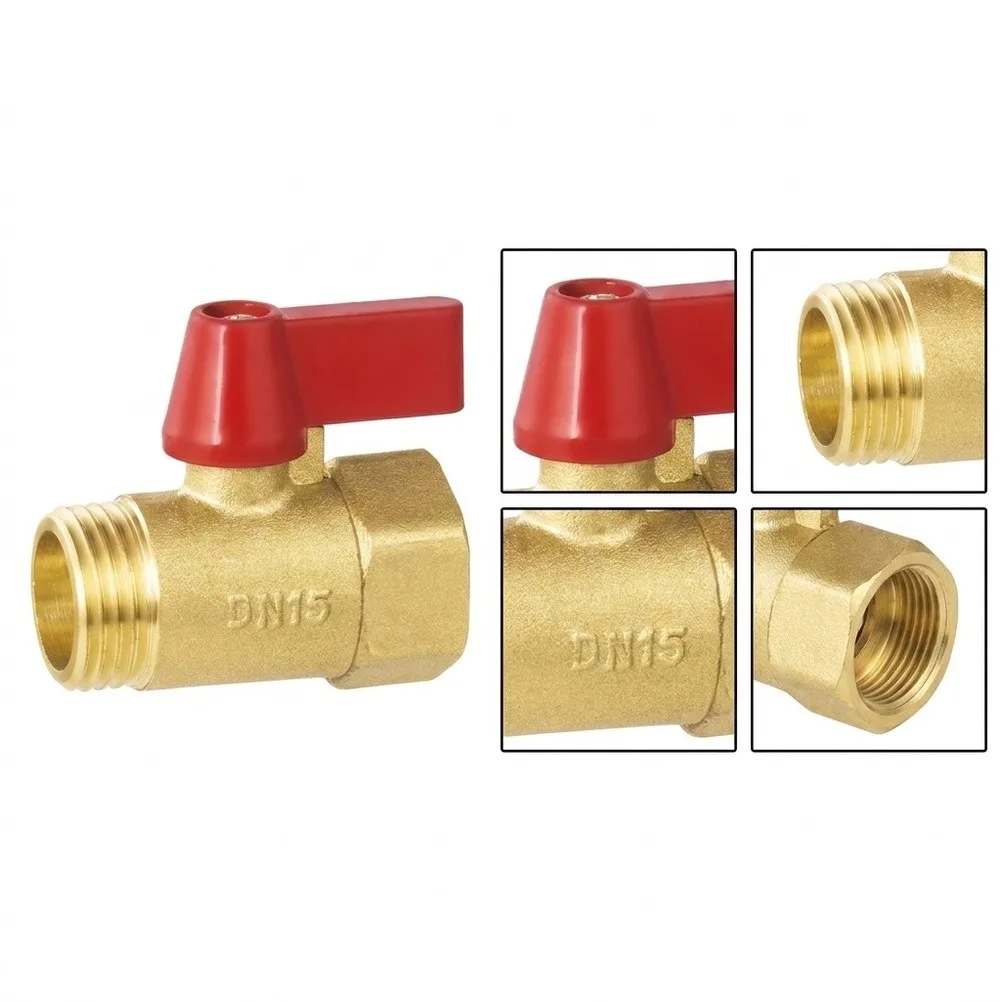 Compact Brass Ball Valve 1/2 Inch NPT Inner Outer Thread for Reliable Manual Flow Regulation in Piping Installations