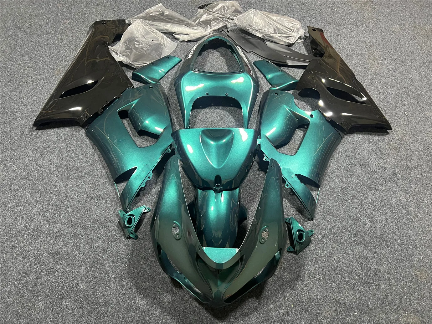 Motorcycle Fairing Set Suitable for Kawasaki ZX-6R 05-06 Year 636 2005 2006 Body fairing Black Pearl Green