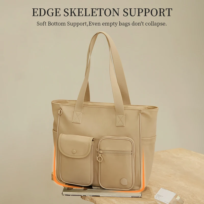 Bolso de mano AJI para mujer, bolso de mujer de Color sólido de gran capacidad, bolso versátil para ir al trabajo, bolso de compras para estudiantes, bolso de hombro