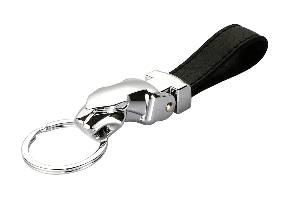 Auto Luxus Leopard Kopf Echtes Leder Schlüsselanhänger Schlüsselanhänger Halter Metall Schlüsselanhänger für Jaguar F-PACE XJ XE XF XJ F-TYPE E-PACE – Detail 2