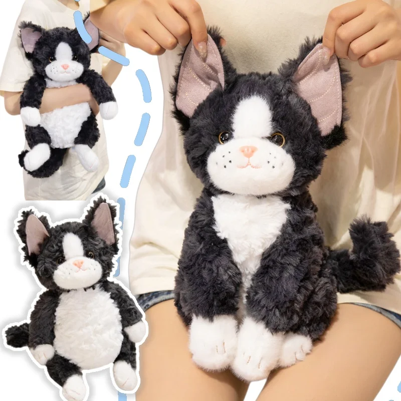 Cute Devon Rex Plush Toy Stuffed Curly Hair Fat Belly Puppy Plushie Adorable Doll Toys for Kids Birthday