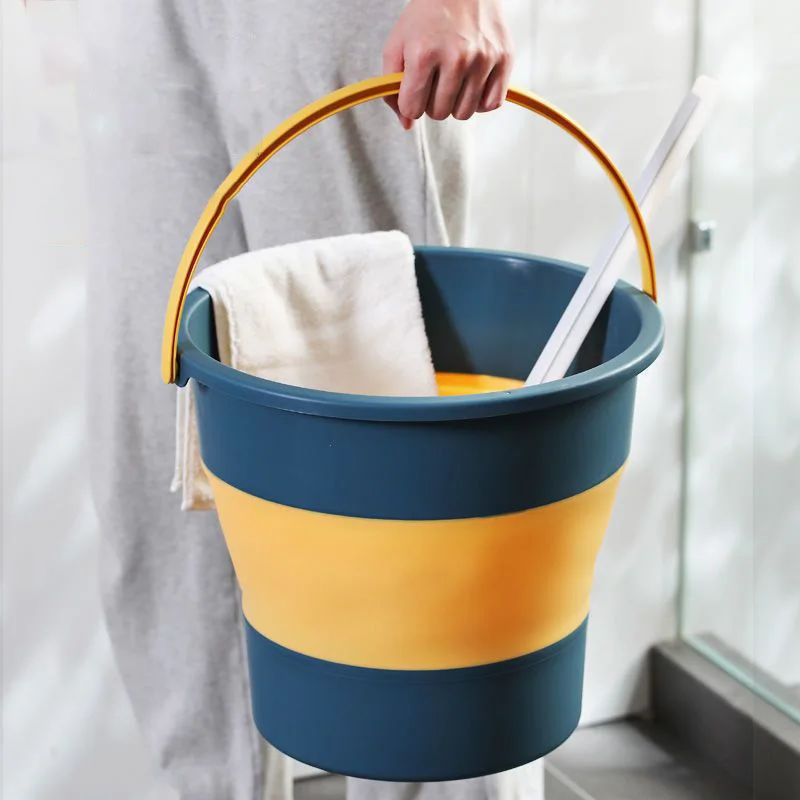 5/10L Portable Folding Bucket Car Wash Water Storage Container Multifunctional Thickened Silicone Water Bucket Outdoor Supplies