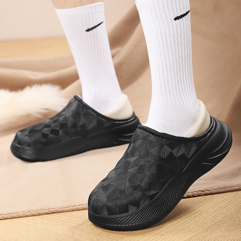 شباشب قطنية مقاومة للماء للرجال والنساء، للخريف والشتاء، كعب مغلق، موديل جديد 2025، داخلي غير قابل للانزلاق، مبطن بالصوف، أحذية قطنية دافئة للارتداء الخارجي #4