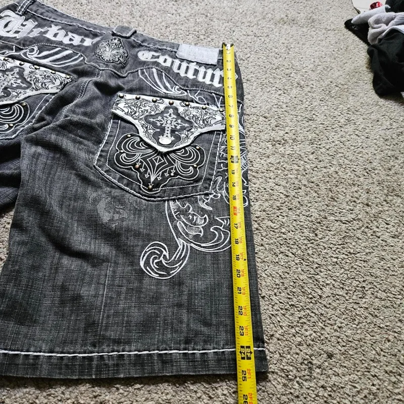 Y2K New Popular Denim Shorts Patch Vintage Shorts Men Women Street Hip Hop Fashion Harajuku Punk Loose High Waist Wide Leg Pants