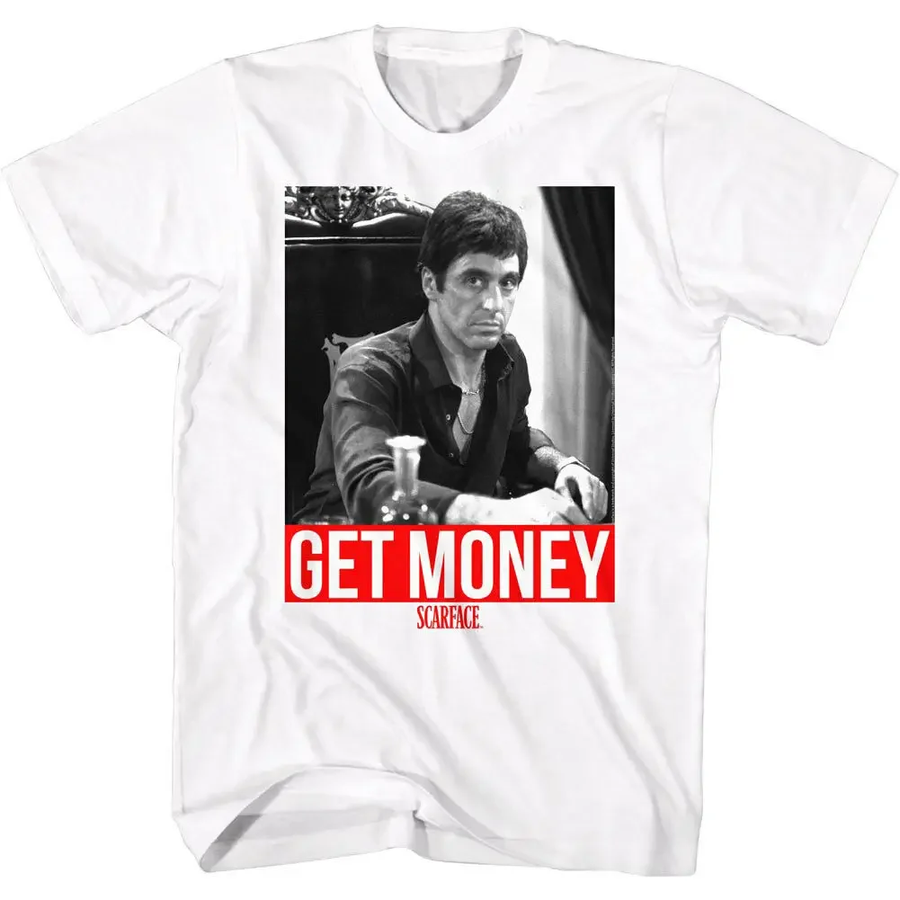 Scarface Al Pacino Get Money Men'S T Shirt Tony Montana Mafia Gangster Movie Top Style Vintage Tees Short Sleeve T-Shirt Top Tee