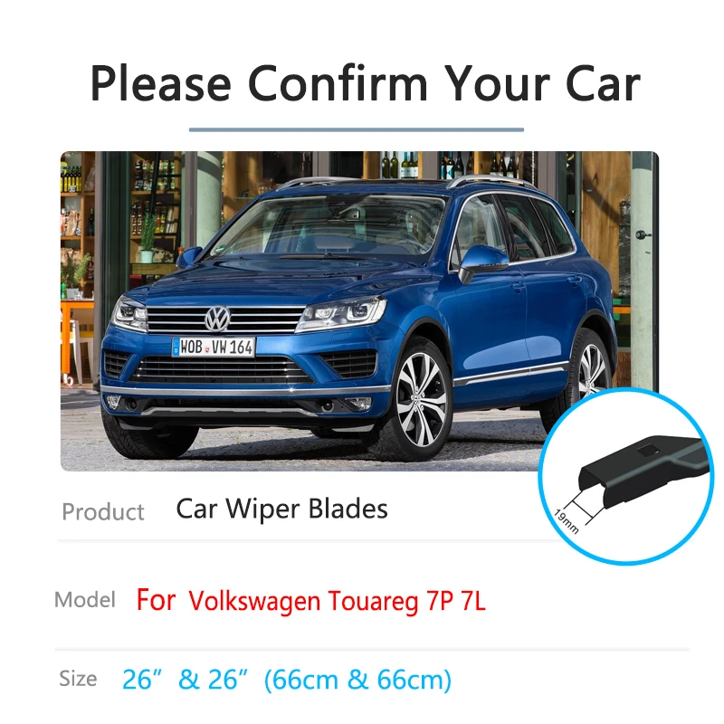 Car Front Wiper Blade for VW Volkswagen Touareg 7P 7L Rline 2008~2018 Windscreen Windshield Brushes Washer Accessories 2011 2012