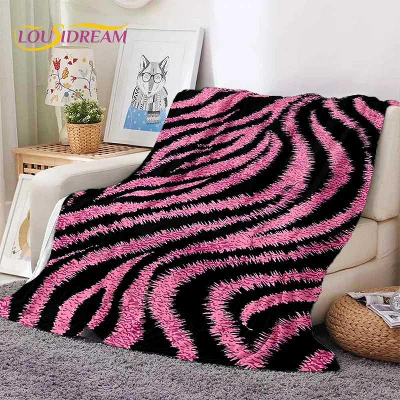 

3D Print Zebra Pattern Blanket Stripe Leopard Tiger Soft FlannelThrow Blanket Comfortable Blanket for Picnic Beds Home quilt
