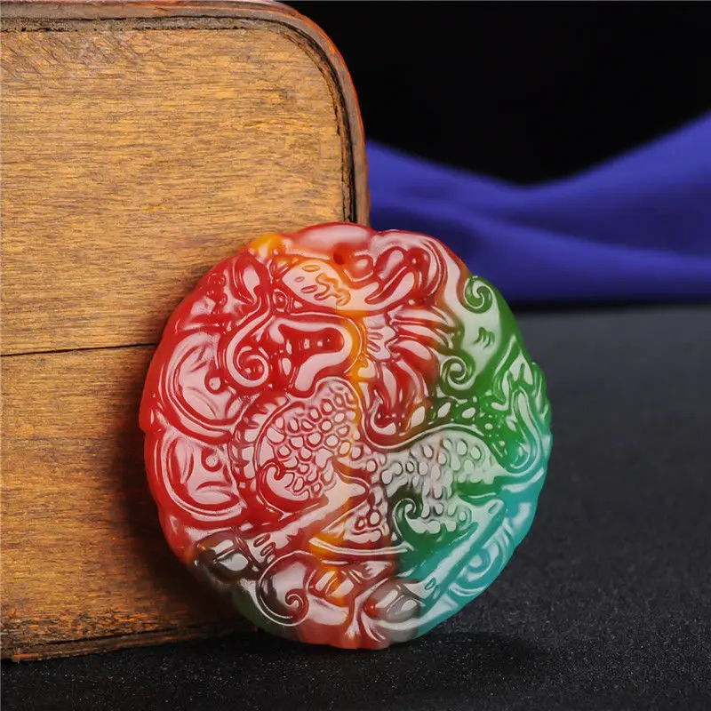 Colorful Jade Qilin Pendant Colorful Agate Jinbao Pixiu Pendant Men's and Women's Pendant Yu Brand