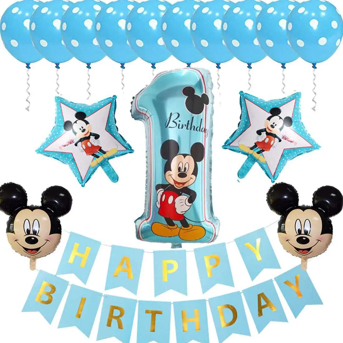 Disney Mickey Mouse themed children\'s birthday party cute version Mickey Minnie aluminum film balloon set