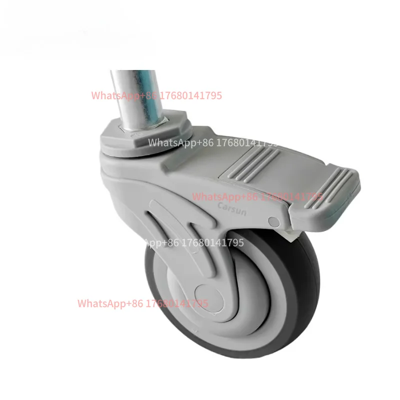 hospital bed caster 100mm Medical Caster Wheel Strip Steel Rubber Grip Rod Rotary Rigid Central Lock Casters