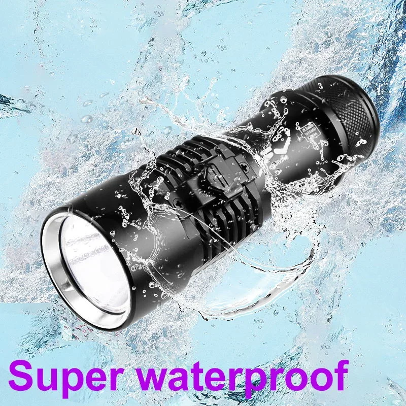 New XHP70 Scuba Diving Flashlight 200M IPX8 Waterproof Underwater Torch Bright LED Submarine Safety Light for Underwater