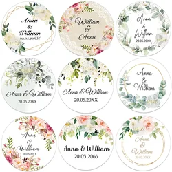 100pcs Personalized Round Circle Label Stickers Custom Stickers for Wedding Bridal Shower Baptism Communion Bar Mitzvah Favors