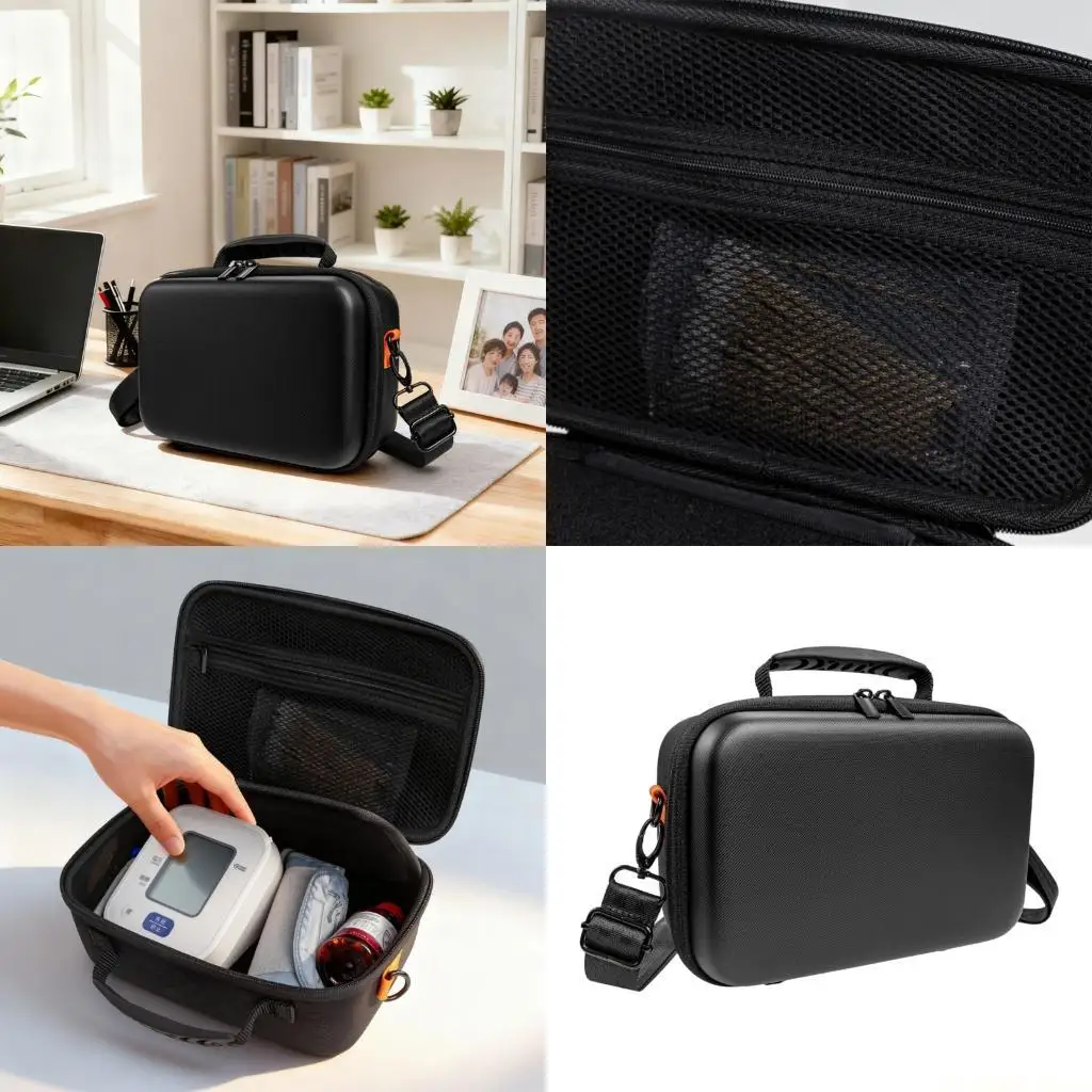 

E56B Portable Storage Organizers Carrying Case For Blood Pressure Monitor With Shockproof Foam Insert And Waterproof Coating