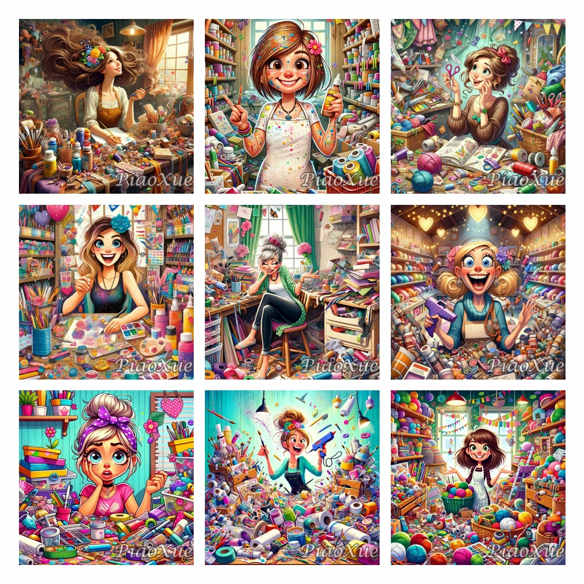 Cartoon Graffiti Mädchen Zimmer 5D Diamant Malerei Set Graffiti Kunst unordentliche arbeitende Frau DIY Diamant Mosaik Stickerei Kreuzstich