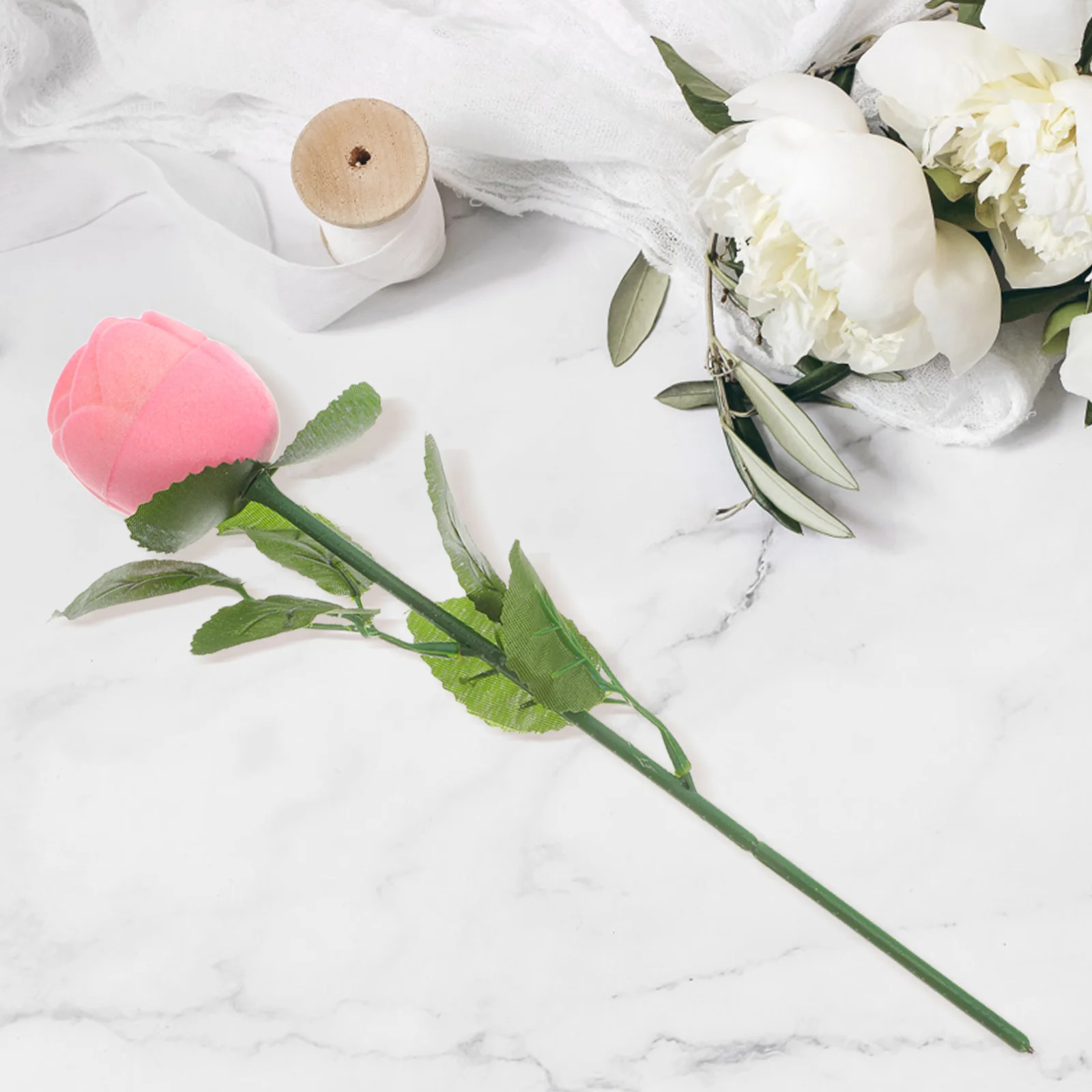 

2Pcs Rose Flower Ring Holder Jewelry Box Romantic Proposal Case Organizer Valentine's Day Gift Flower Jewelry Case