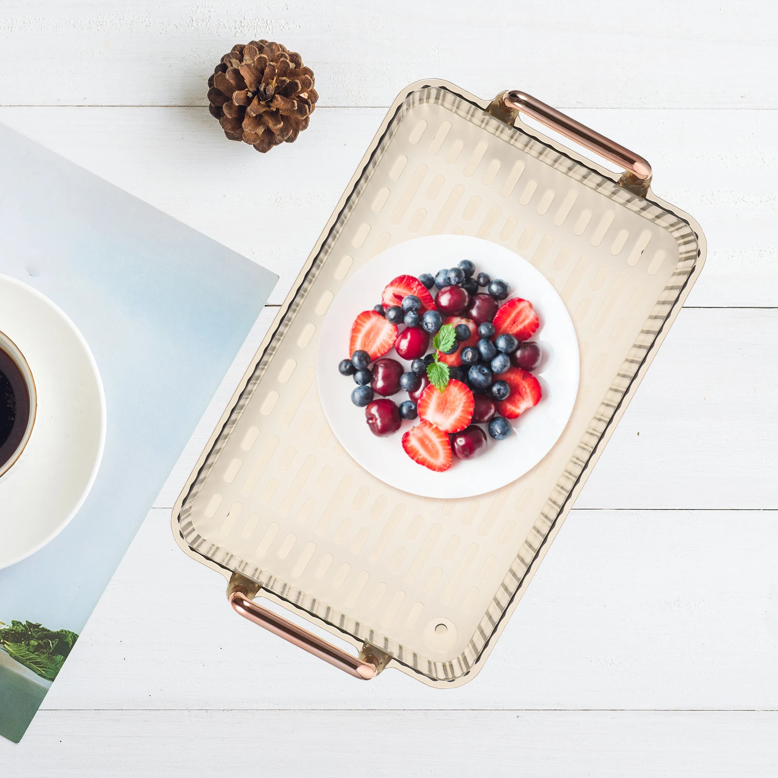 

Transparent Double Layer Fruit Detachable Drain Tray For Kitchen Home Furnishing Dish Drying Rack Drain Board Multi-Use