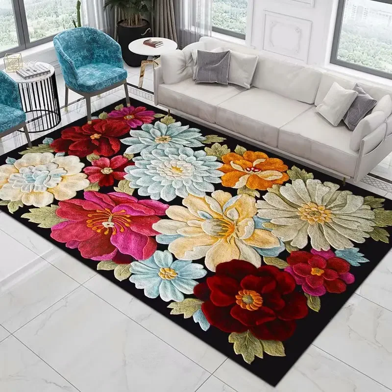 

Flower Pastoral 3D Printed Carpet Home Decor Entrance Door Mats Living Room Rugs Carpets In The Bedroom Children Carpet Bath Mat