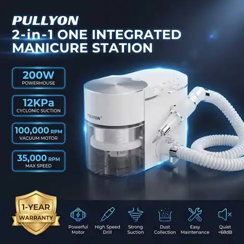 200W 2 in 1 Nail Drill and Dust Collector Machine Brushless Professional 35000RPM Integrated Nail Vacuum Manicure Station E-file