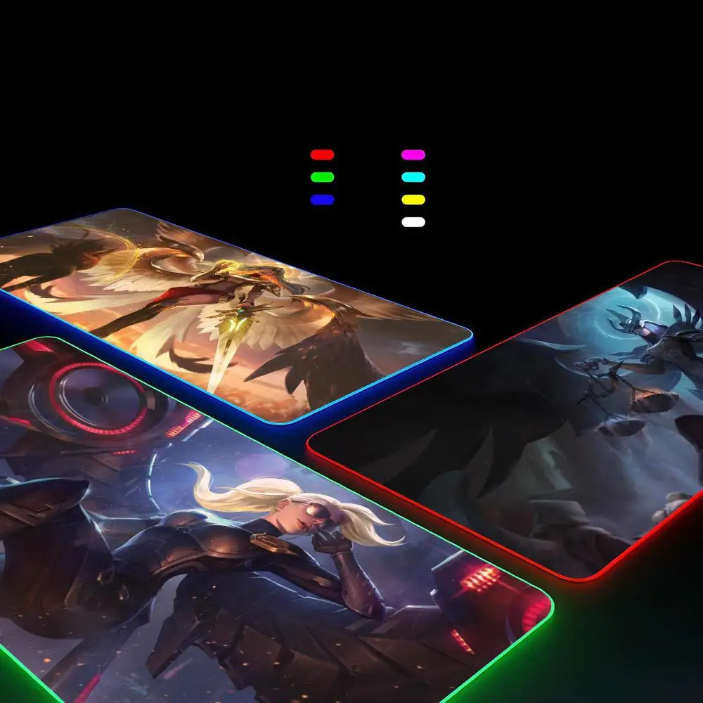 Kayle Kayn Kennen Mouse Pad Gamer RGB Deskmat Keyboard Mat Gaming Laptops LED Mousepad Desk Protector Anime Mause Mats