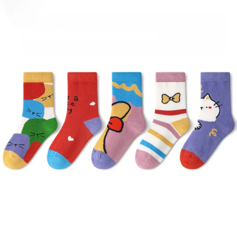 

5 Pairs Creativity Cotton Socks Cute Cartoon Puppy Children's Socks Keep Warm Cold-proof Floor Socks Autumn and Winter