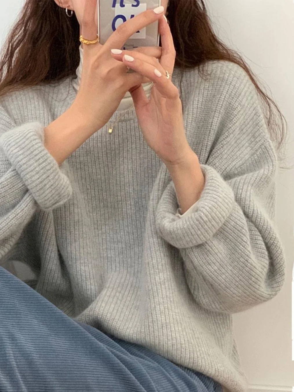 سترة محبوكة مستديرة راقية ذات قلنسوة ذات لون نقي مع تصميم من فراء الراكون للتنقل طويل للخريف... #3