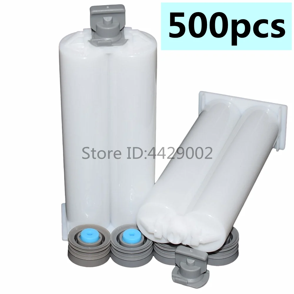 500 Stück 50ml Leere Kartuschen für 1:1 AB-Kleber, Epoxidharz, Silikon-Dichtmasse, Acrylkleber, 2-Komponenten-Kartuschen & Dichtungskolben-Set – Detail 1