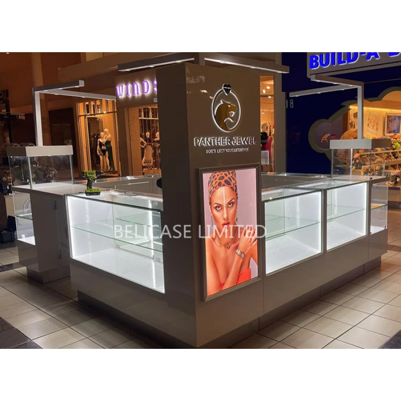 customized.Luxury jewellery store glass display showcase sale jewelry display cabinet design jewelry kiosk mall