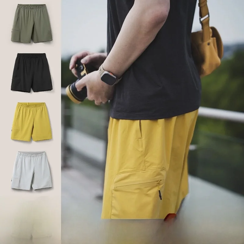 Cool Feeling Breathable 3D Cutting High End Summer Men's Outdoor Sports Elastic Versatile Shorts Straight Leg mid Waist Nylon...