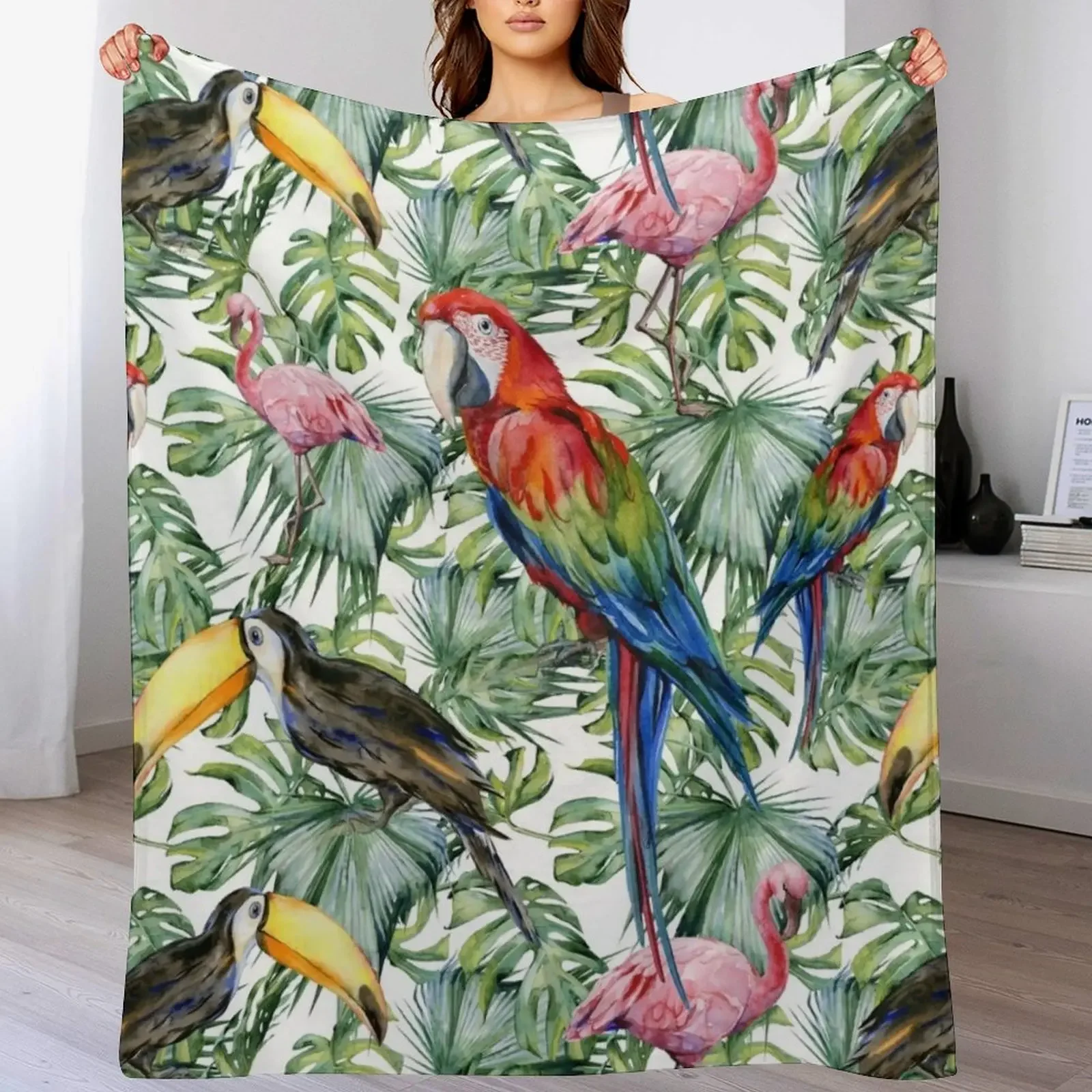 

TROPICAL JUNGLE PATTERN Throw Blanket warm for winter Camping Sofas Cute Blankets