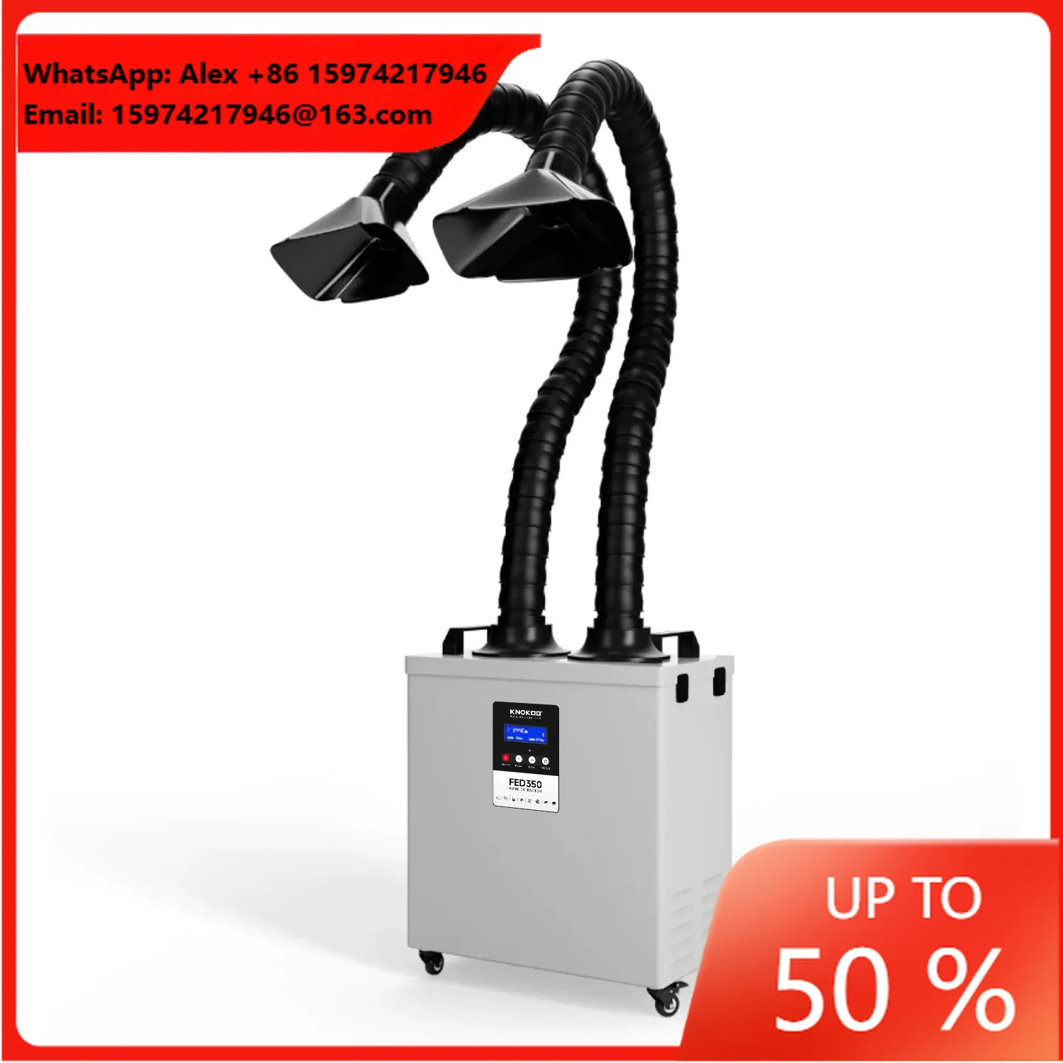 High Performance 350W Intelligent Welding Fume Extractor 4-Stage Filter Dual Pipes For Heavy-Duty Environments