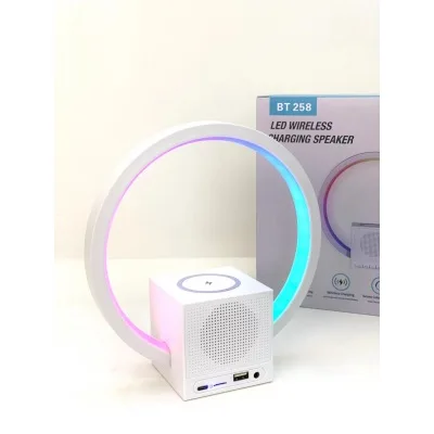 New Round Bedside Smart Ambience Light Bluetooth Speaker Wireless Charger Bedroom Living Room Decoration Desktop Home Decor Gift