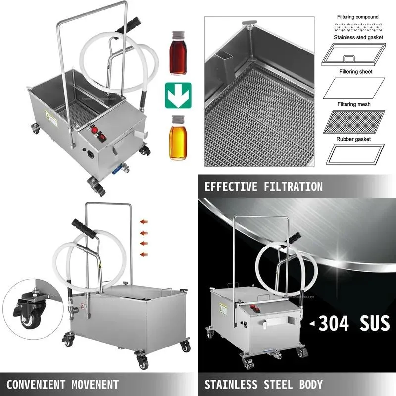 Portable Fryer Oil Filter with Kitchen Oil Purifier and Edible Oil Dehydration Filtration System