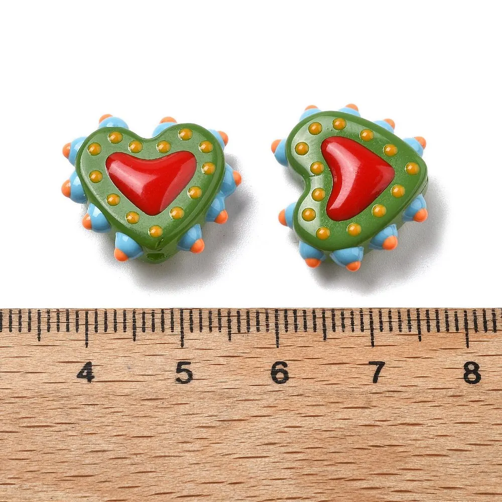 PandaHall 25 Stück Backlack-Glasperlen in Herzform, Emaille-beschichtet, 16-17x18x7mm, 1,2mm Loch für DIY Schmuck- und Halskettenherstellung – Detail 24