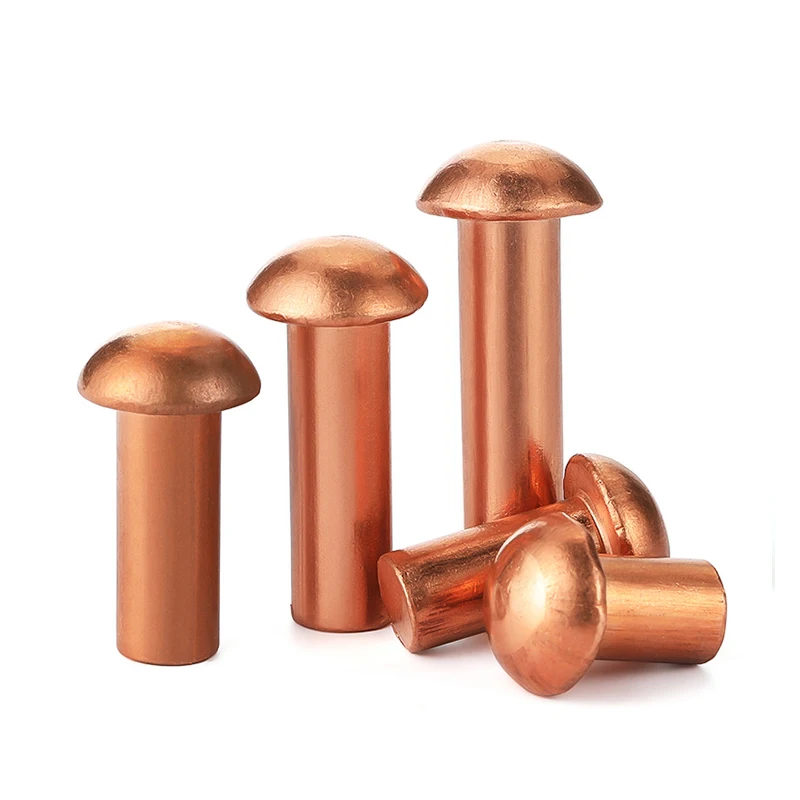 2-100 pièces M2 M2.5 M3 M4 M5 M6 M8 capuchon de bouton Rivets en cuivre clou solide Rivet semi-rond Rivet rond en cuivre clou commun