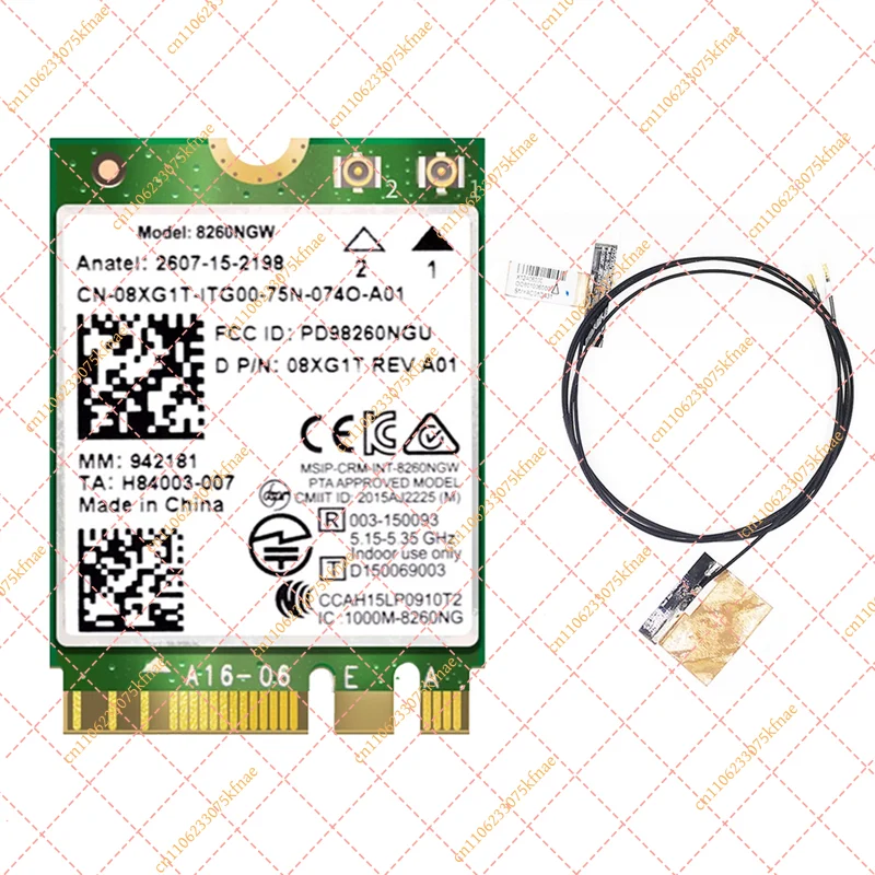 Tarjeta WiFi Intel AC 8260NGW M.2 NGFF con 2 antenas, módulo de tarjeta de red inalámbrica Bluetooth 4.2 de 2.4G/5GHz y 867Mbps