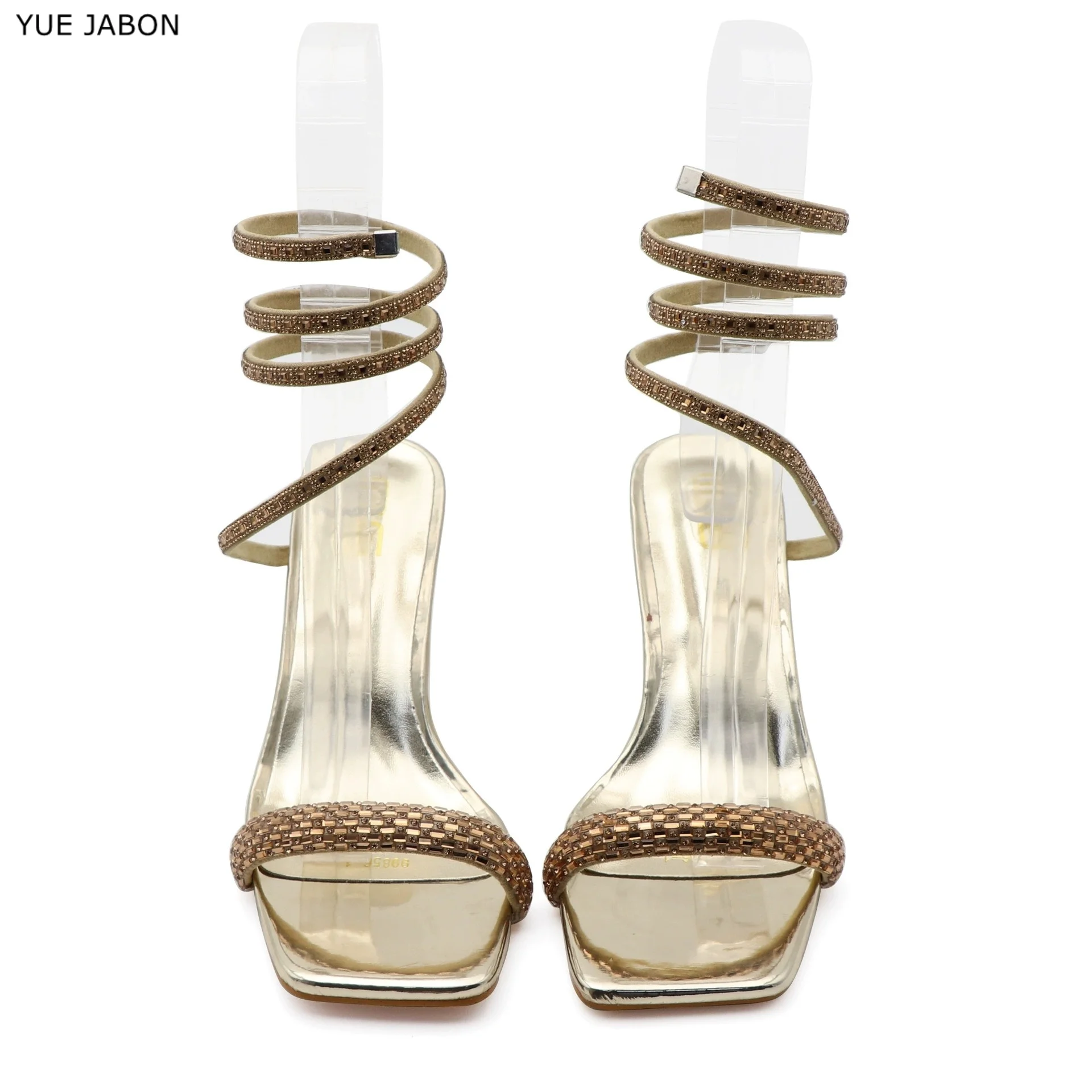 

Роскошные сексуальные босоножки со змеиным принтом, летние, новые, со стразами, с открытым носком, с ремешком на щиколотке, в римском стиле, на высоком каблуке, женская обувь для банкетов