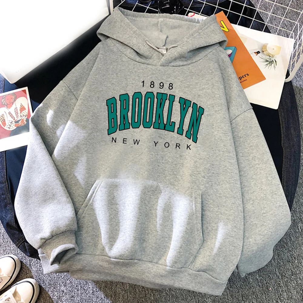 Fashion 1898 Brooklyn New York Men's Hoodie Women's Fashion Simple Long sleeved Pullover Street Trend Harajuku Large Sweatshirt