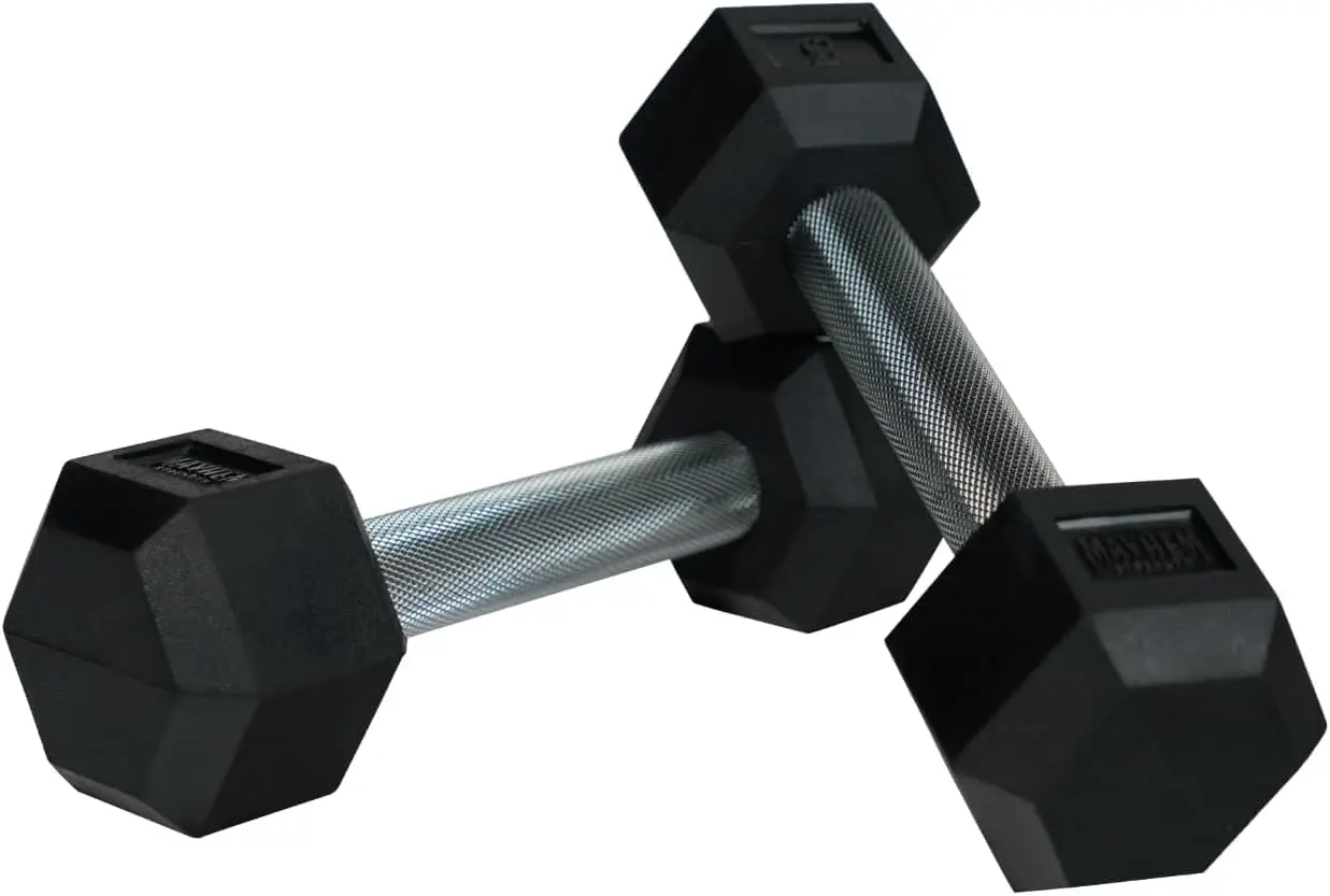 

Rubber Hex Dumbbells - Hand Weights for Strength, Weight Lifting & Home Workouts, 5lb Pair