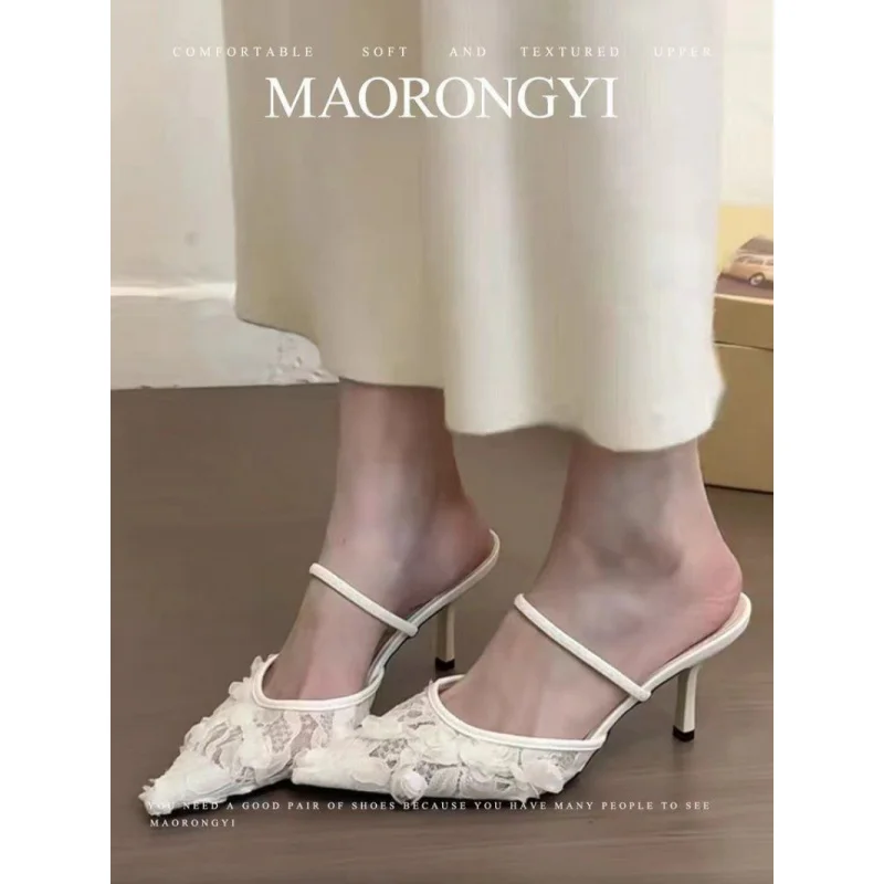 Damen Französische Elegante Sandalen mit Blockabsatz, Perlen-Knöchelriemen, Ausgeschnittene Partyschuhe, Hochzeits- und Abendkleid-Sandalen, Sommer 2026