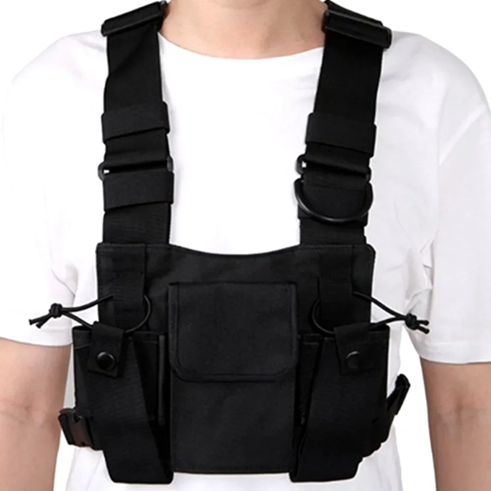 Chest Harness Vest Rig Chest Front Pack Pouch Holster Carry Case with Radio Pocket, for 2‑Way Radio Walkie Talkie for Baofeng