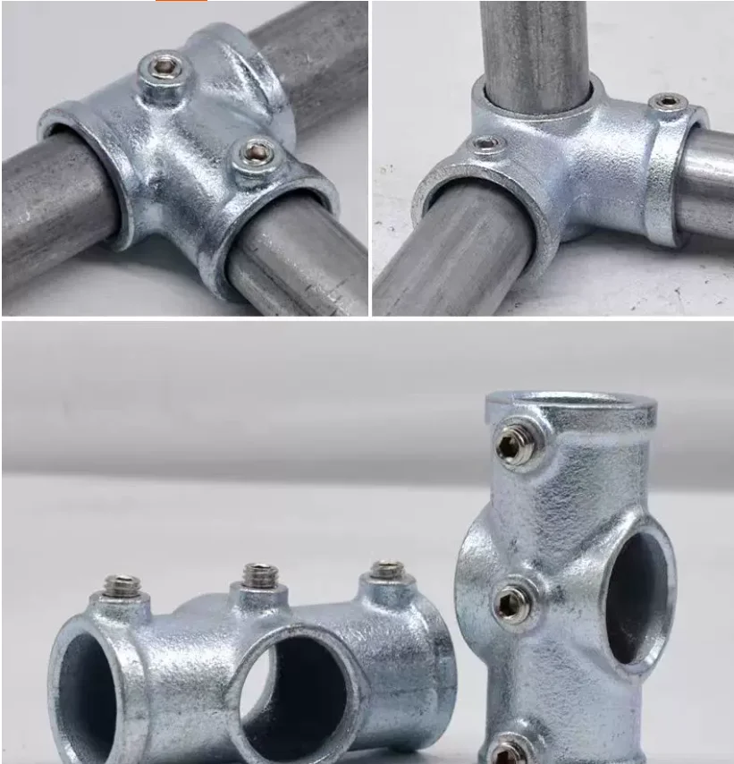 Galvanized Steel Round Pipe Connector 42mm Free Welding Fitting for DIY Guardrail Fence Naughty Castle