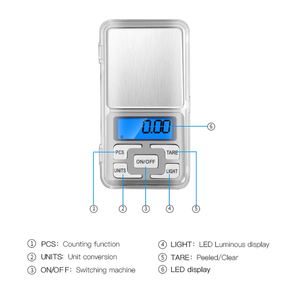 Mini balance numérique électronique de poche, haute précision, balance rétroéclairée, poids en grammes, bijoux, 200G, 300G, 500G, X 0.01G