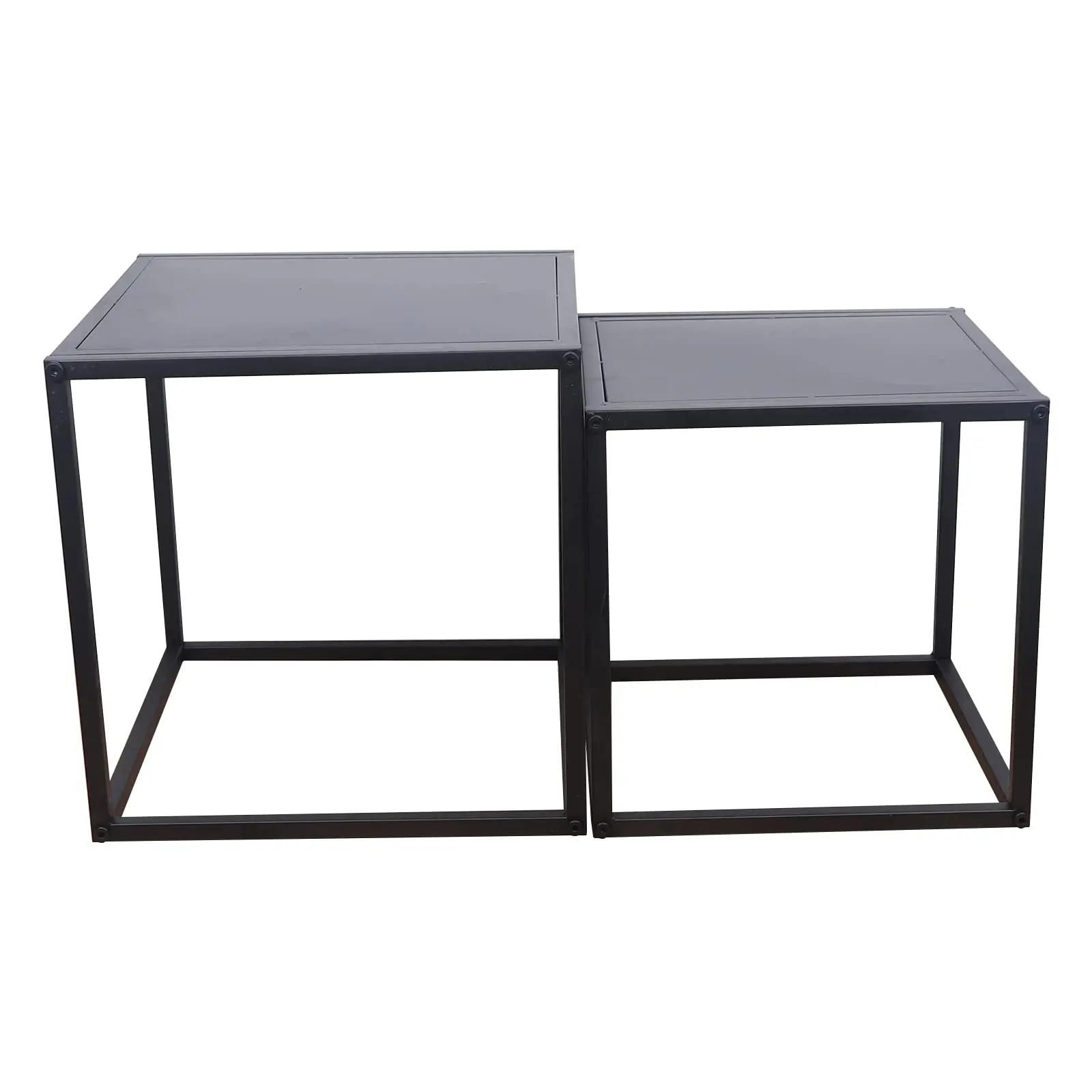 

Set of 2 End Accent Tables Side Table with Storage Shelf Steel Frame Modern Couch