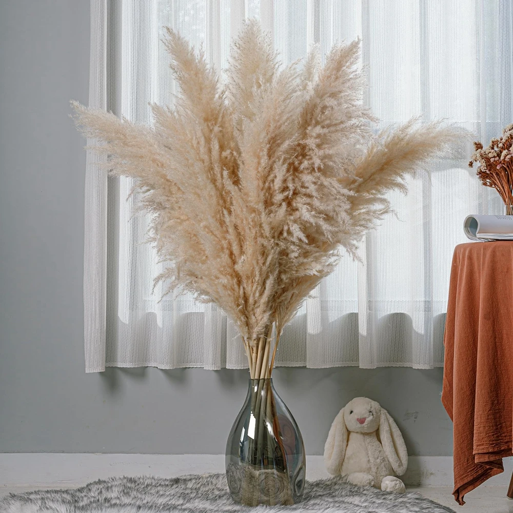 Large Natural Pampas Grass Decor Living Room Dried Plants Decor Floor Vase Long Stem Pampas Wedding Flowers Boho Home Decor