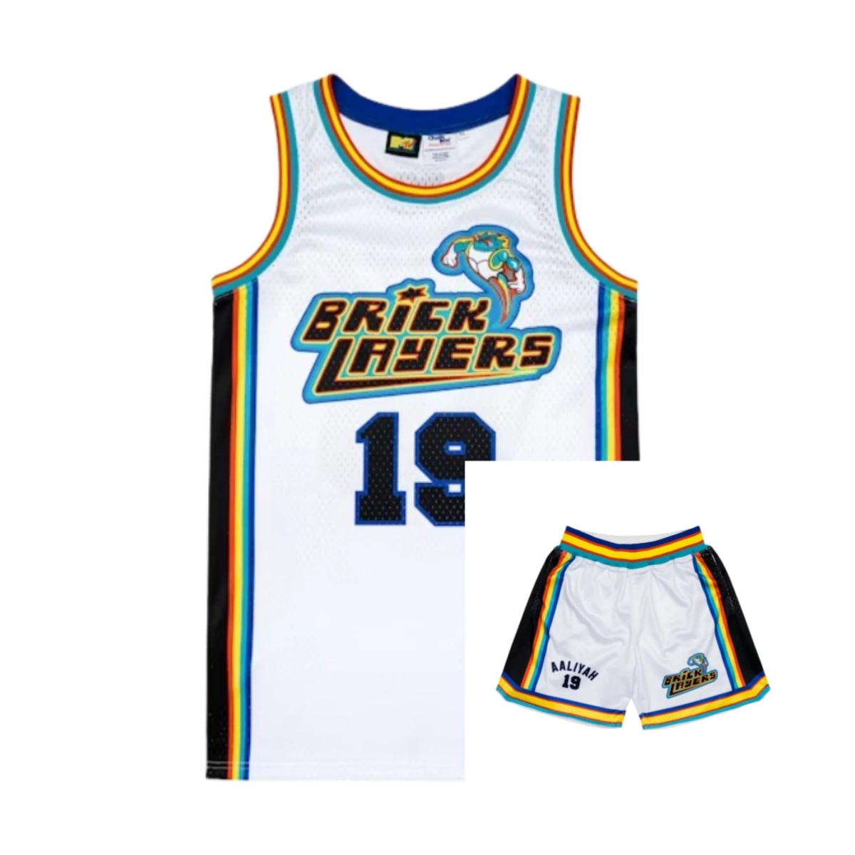1996 Aaliyah #19 Bricklayers MTV Rock N' Jock Jersey & Shorts Set