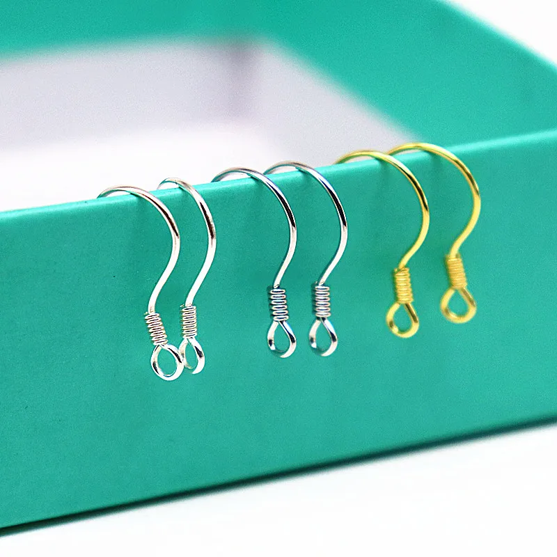 925 Sterling Silver 06mm Round Wire Earring Hooks with Coil Loop Open DIY Accessories Jewelry Making Findings Components